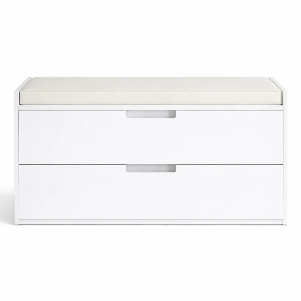 Meuble de rangement d'entrée avec banc et tiroirs, 45 x 80 x 36 cm, blanc-Homecraftedco