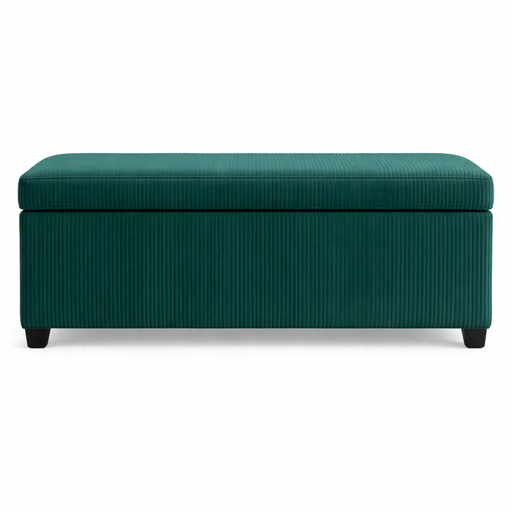 Pouf de Rangement en Velours côtelé avec Couvercle 112 x 42 x 40 cm, Vert-Homecraftedco