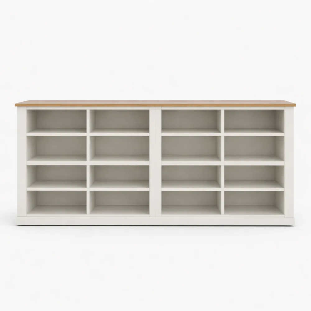 Banc de Rangement avec Étagères à Chaussures, 16 Compartiments, Pour Salon et Entrée, 28,7 x 104 x 58 cm-Homecraftedco