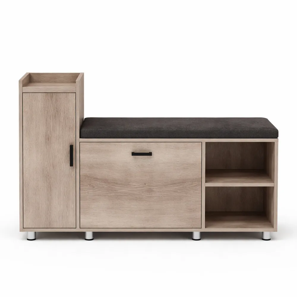 Banc d'Entrée avec Rangement Modulable et Espaces Ouverts-Homecraftedco