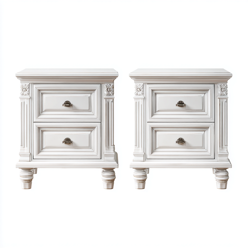 Nachttisch - Holz - 52x40x60 cm - Weiß - Klassisches Design-Craftgoshop