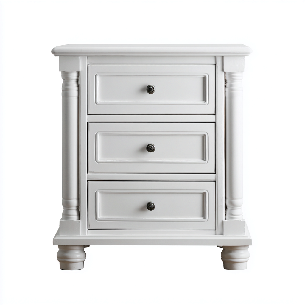 Nachttisch - Holz - 55x40x70 cm - Weiß - Klassisches Design-Craftgoshop