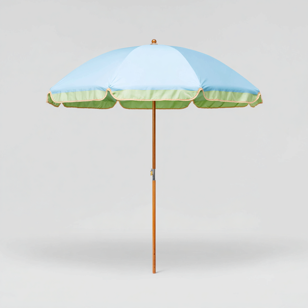 Gartenschirm-Holz-Polyester-180x205 cm-Hellblau-Hellgrün-Klassisches Design für Garten-Craftgoshop
