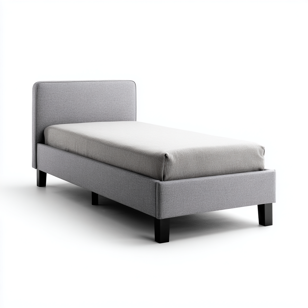 Einzelbett-Stoff-200x100x95 cm-Hellgrau-Modernes Design-Craftgoshop