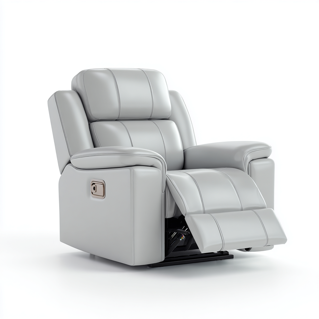 Liegesessel - Echtes Leder - 95x90x105 cm - Hellgrau - Komfortstil-Craftgoshop