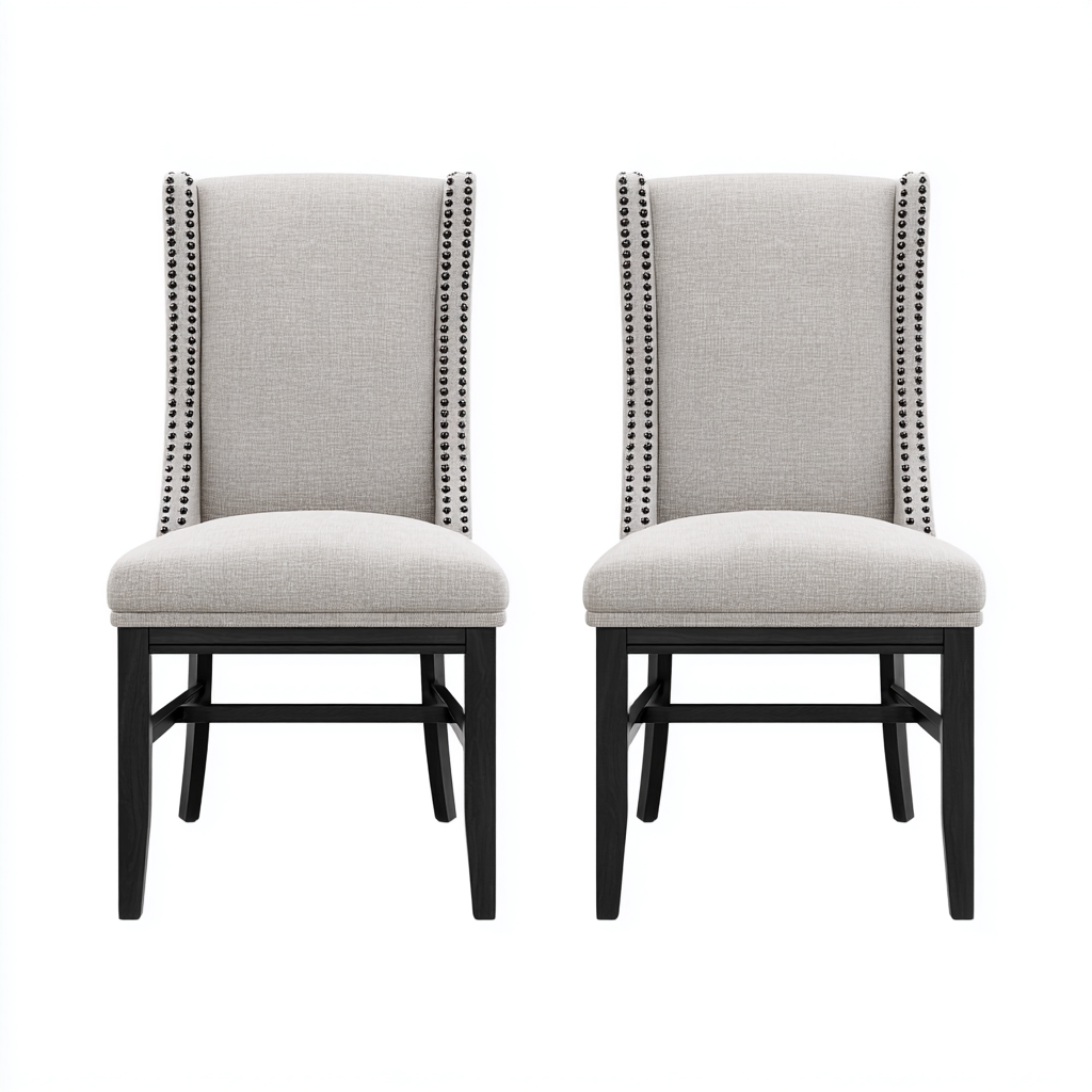 Esszimmerstühle - Stoff-Holz - 51x57x102 cm - Hellgrau-Schwarz - Klassisches Design-Craftgoshop