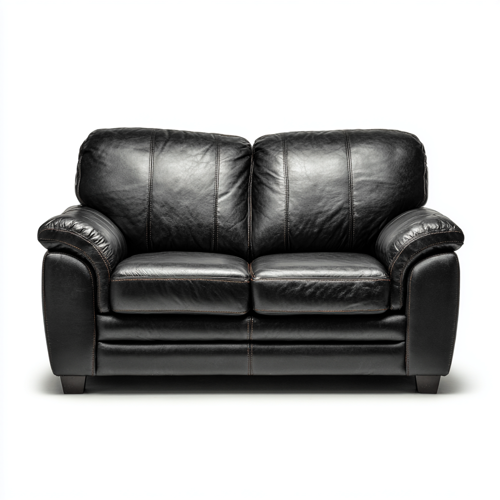 Gerades Sofa - Leder - 150x90x95 cm - Schwarz - Modernes Design-Craftgoshop