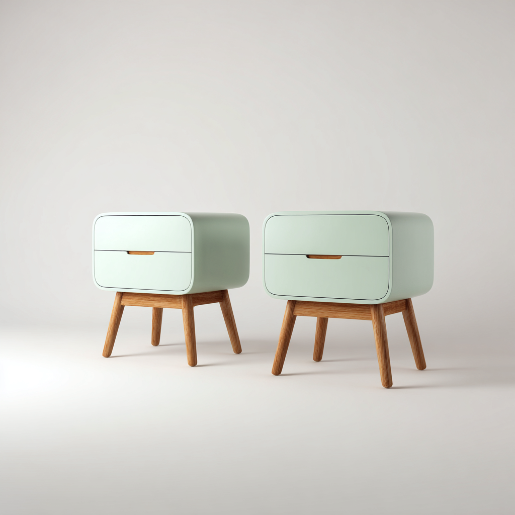 Nachttisch-Holz-45x35x50 cm - Mintgrün - Modernes Design-Craftgoshop