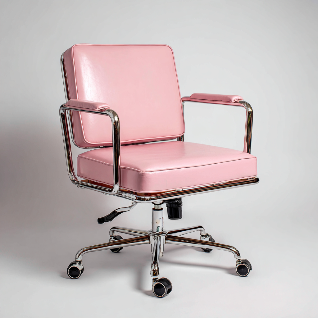 Bürostuhl - Kunstleder - 60x58x85 cm - Rosa - Moderner Stil-Craftgoshop