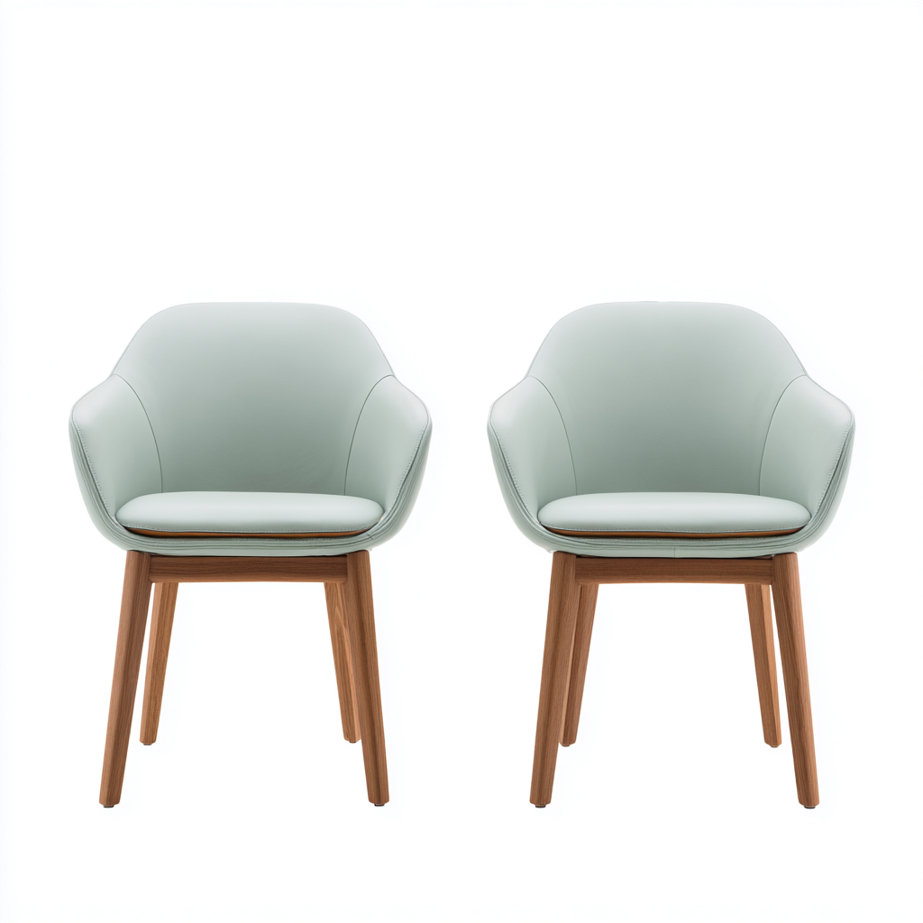 Esszimmerstühle - Kunstleder-Holz - 55x56x82 cm - Hellblau-Natur - Modernes Design-Craftgoshop