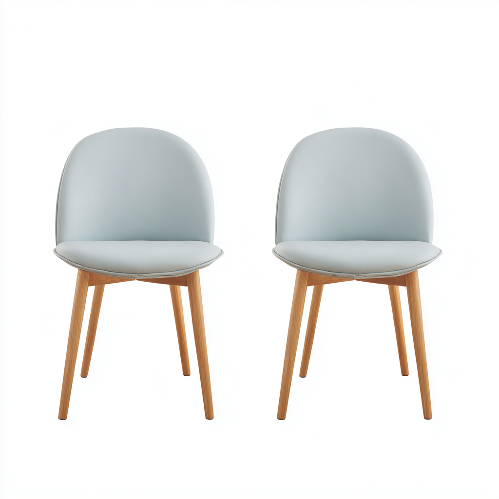 Esszimmerstühle - Kunstleder-Holz - 47x51x81 cm - Hellblau-Natur - Modernes Design-Craftgoshop