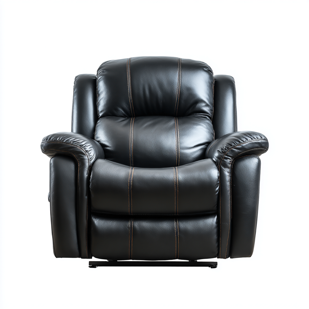 Liegesessel - Echtleder - 100x95x103 cm - Schwarz - Verstellbare Relaxfunktion-Craftgoshop