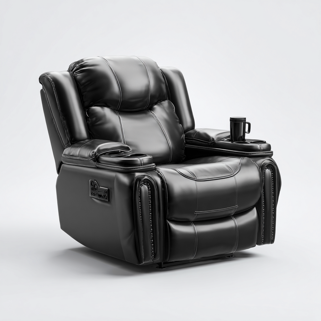 Liegesessel - Echtes Leder - 95x90x105 cm - Schwarz - Komfortstil-Craftgoshop