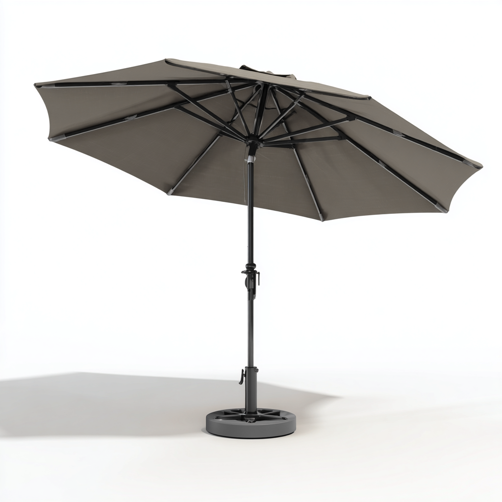 Gartenschirm-Aluminium-Polyester-280x245 cm-Grau-Kurbelmechanismus für Garten-Craftgoshop