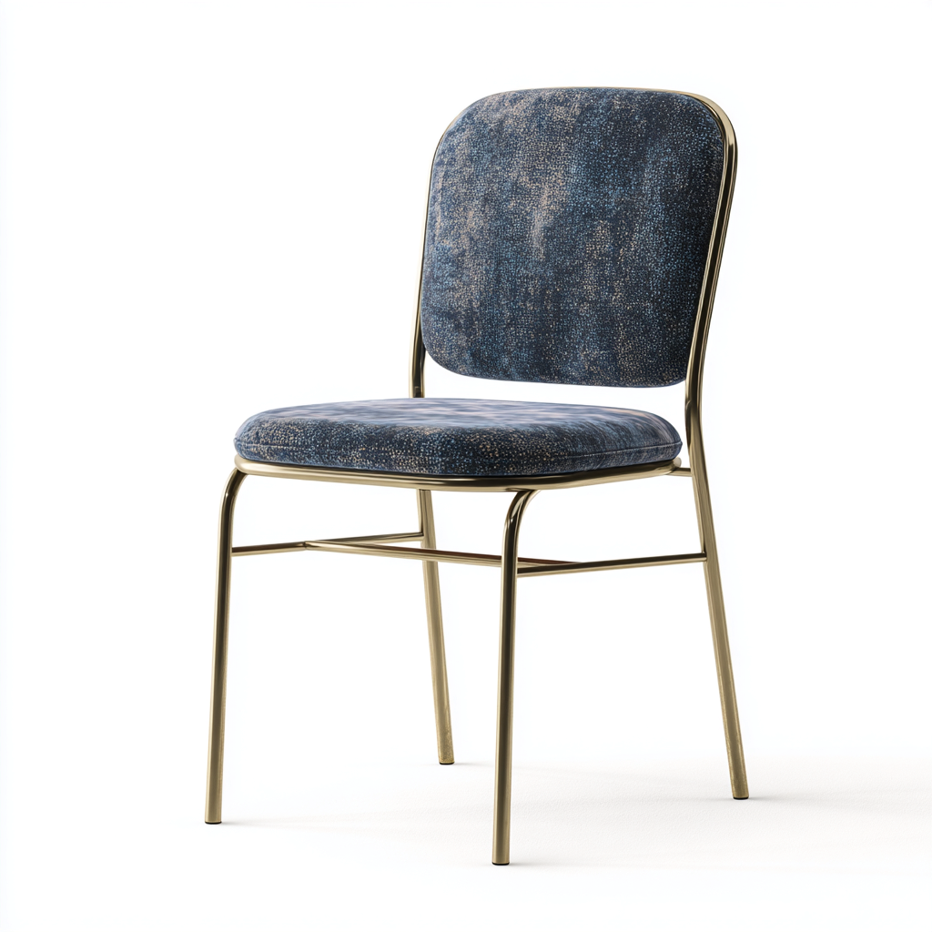 Gartenstuhl - Metall-Stoff - 50x48x83cm - Dunkelblau-Gold - Modernes Design-Craftgoshop