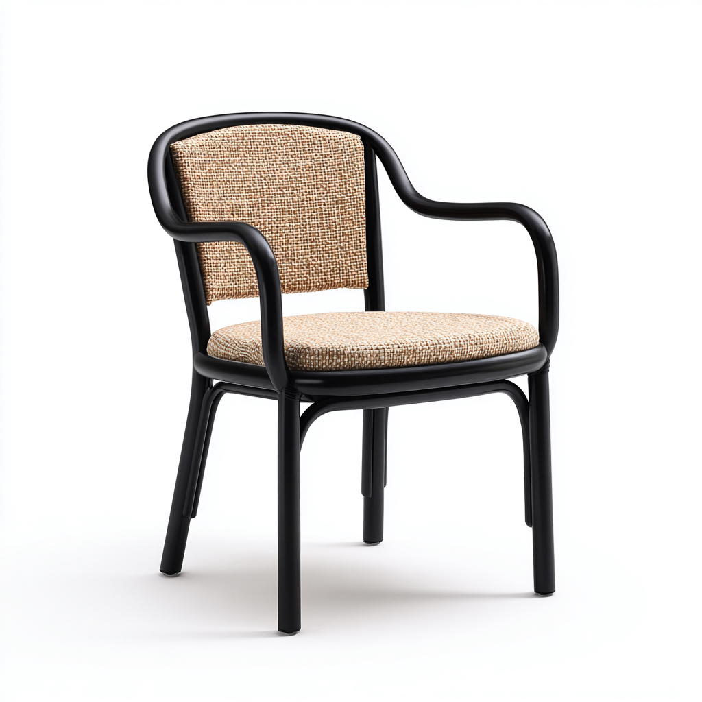 Gartenstuhl - Metall-Textil - 57x54x82cm - Schwarz-Natur - Outdoor-Komfort-Craftgoshop