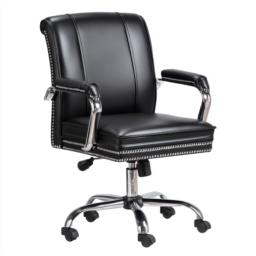 Bürostuhl - Kunstleder - 66x60x90 cm - Schwarz - Klassischer Stil-Craftgoshop