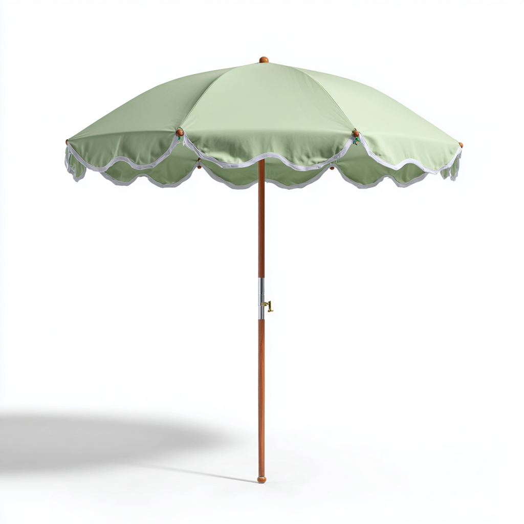 Gartenschirm-Holz-Polyester-200x220 cm-Hellgrün-Klassisches Design mit Volant für Garten-Craftgoshop