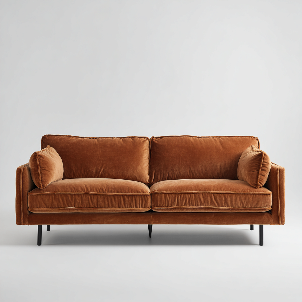 Gerades Sofa - Samt - 184x90x85 cm - Braun - Modernes Design-Craftgoshop