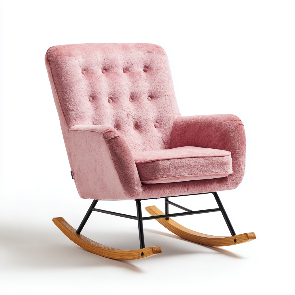 Schaukelstuhl - Samtstoff - 80x75x95 cm - Rosa - Modernes Design-Craftgoshop