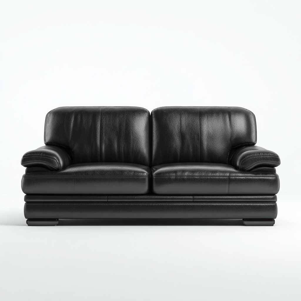 Gerades Sofa - Leder - 158x94x93 cm - Schwarz - Modernes Design-Craftgoshop