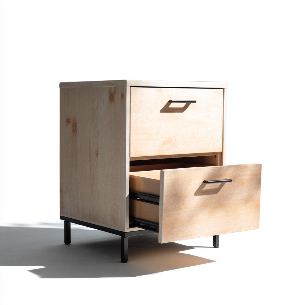 Nachttisch - Holz-Metall - 48x40x60 cm - natur-schwarz - modernes Design-Craftgoshop