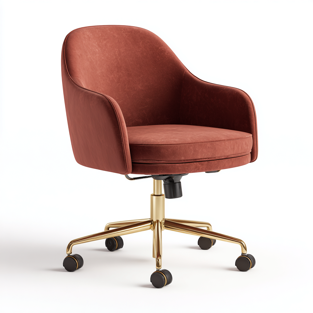 Bürostuhl - Kunstleder - 63x61x86 cm - Terrakotta - Moderner Stil-Craftgoshop