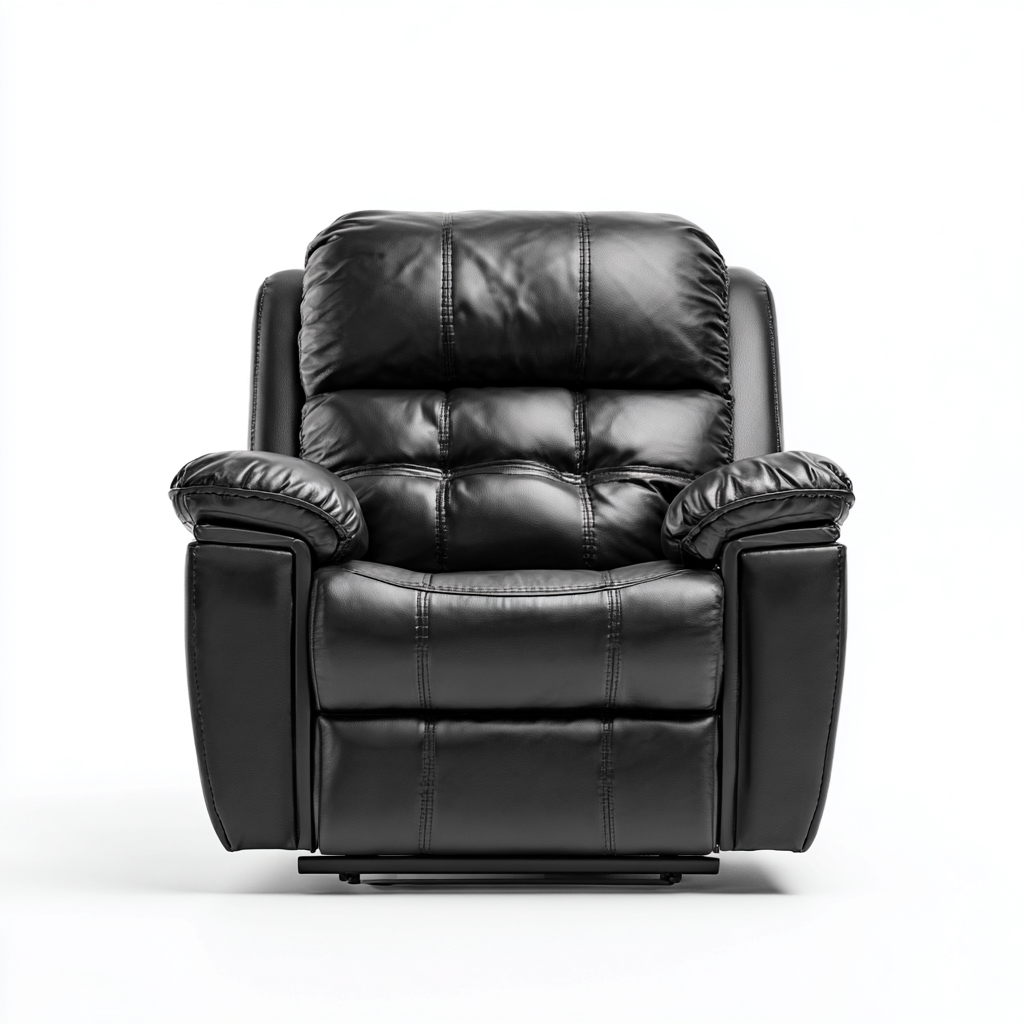 Liegesessel - Echtleder - 100x95x103 cm - Schwarz - Verstellbare Relaxfunktion-Craftgoshop