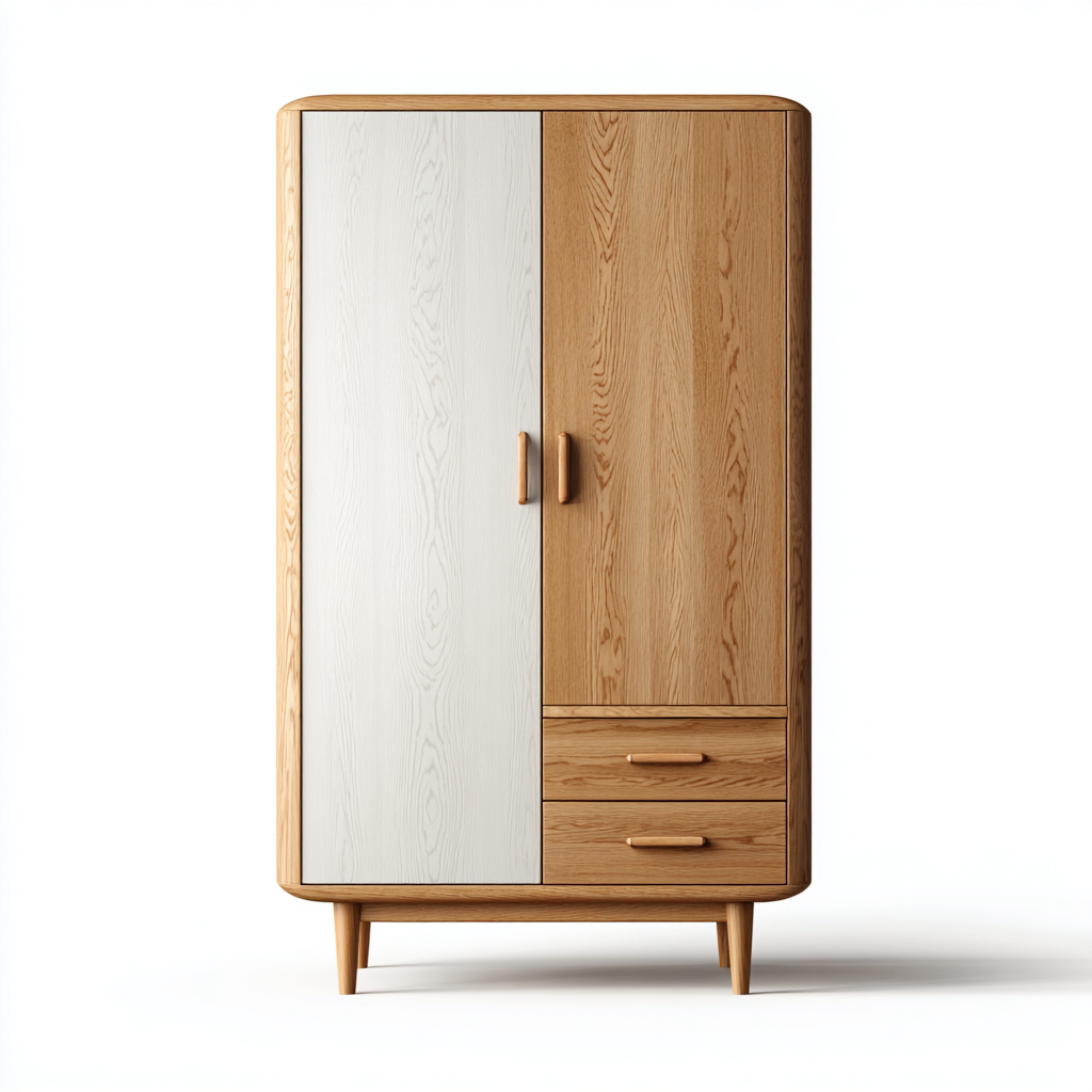 Kleiderschrank - Holz - 102x52x182 cm - Weiß-Eiche - modernes Design-Craftgoshop