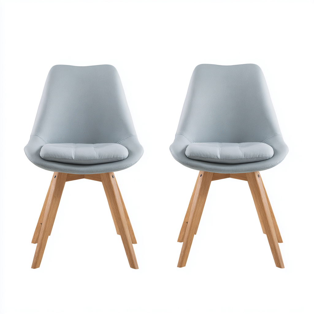 Esszimmerstühle - Stoff-Holz - 48x54x85 cm - Hellgrau-Natur - Modernes Design-Craftgoshop