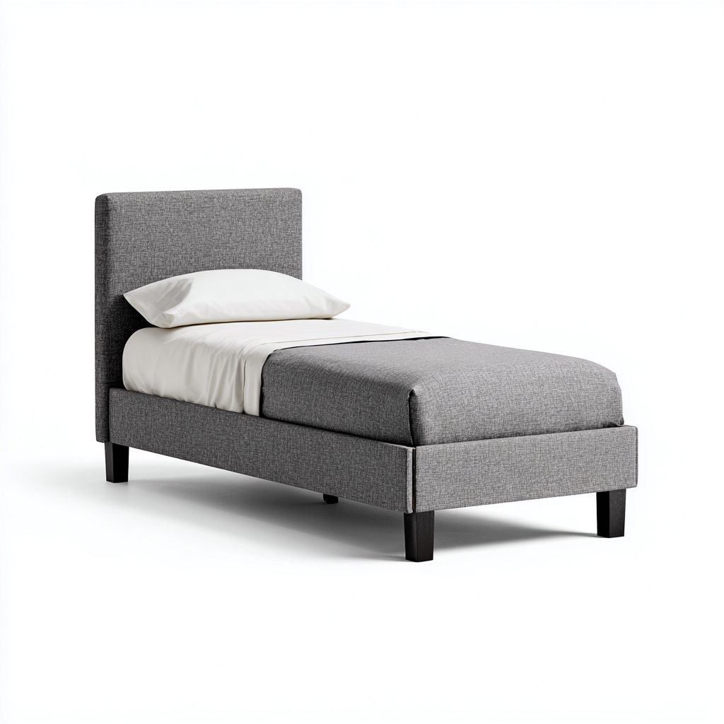 Einzelbett-Stoff-200x100x105 cm-Hellgrau-Modernes Design-Craftgoshop