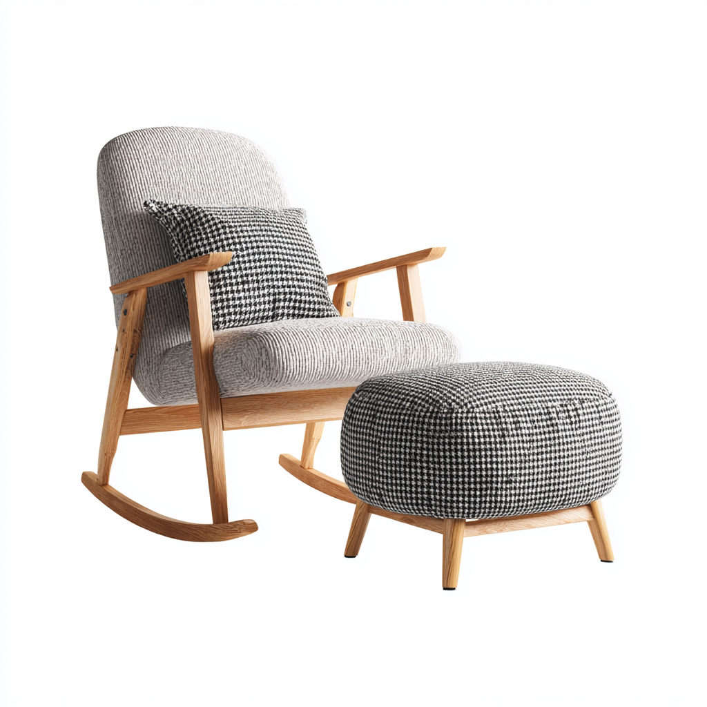 Schaukelstuhl - Stoffpolster - 85x75x95 cm - Grau-Schwarz - Modernes Design-Craftgoshop