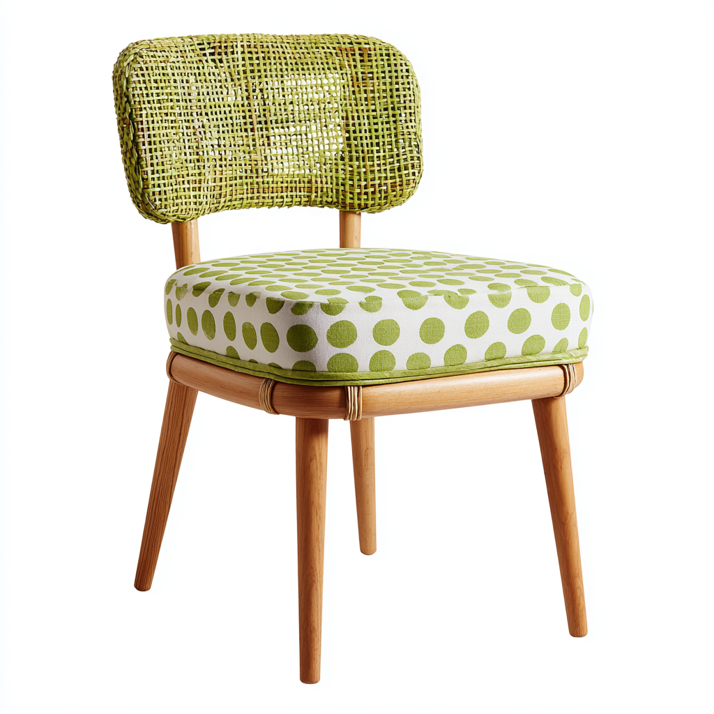 Gartenstuhl - Holz-Textil-Rattan - 53x50x82cm - Grün-Natur - Outdoor-Design-Craftgoshop