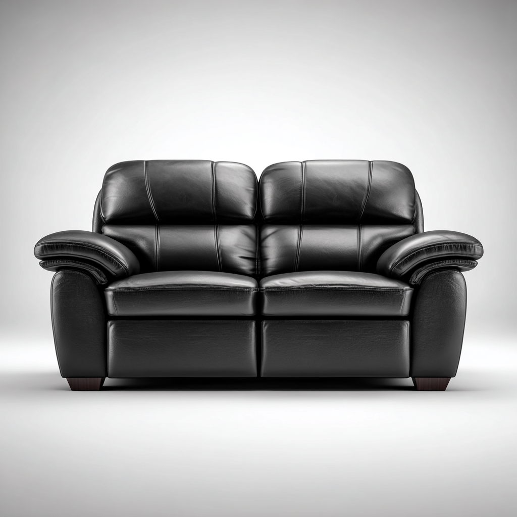 Gerades Sofa - Leder - 155x92x96 cm - Schwarz - Modernes Design-Craftgoshop