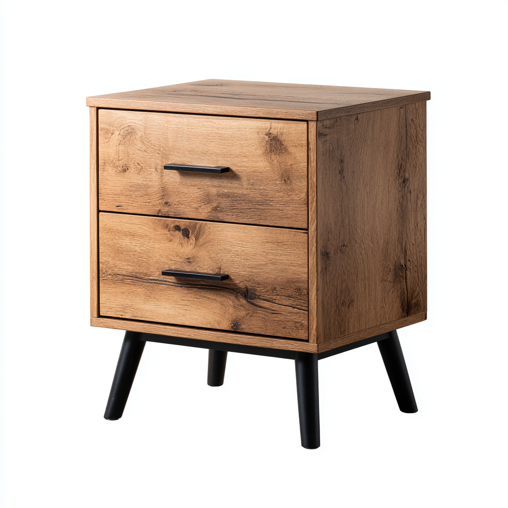 Nachttisch - Holz-Metall - 45x40x55 cm - natur - modernes Design-Craftgoshop