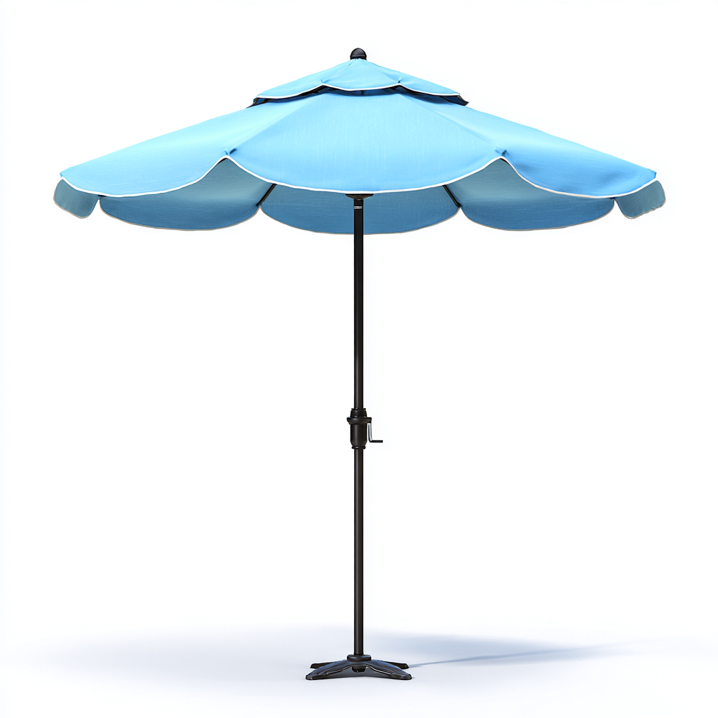 Gartenschirm-Aluminium-Polyester-280x245 cm-Hellblau-Kurbelmechanismus mit Volant für Garten-Craftgoshop