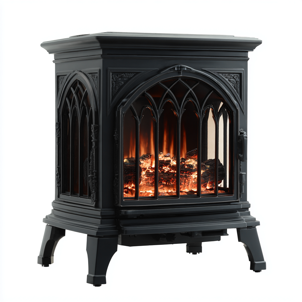 Kamin - Metall-Glas - 48x32x70 cm - Schwarz - Klassisches Design-Craftgoshop
