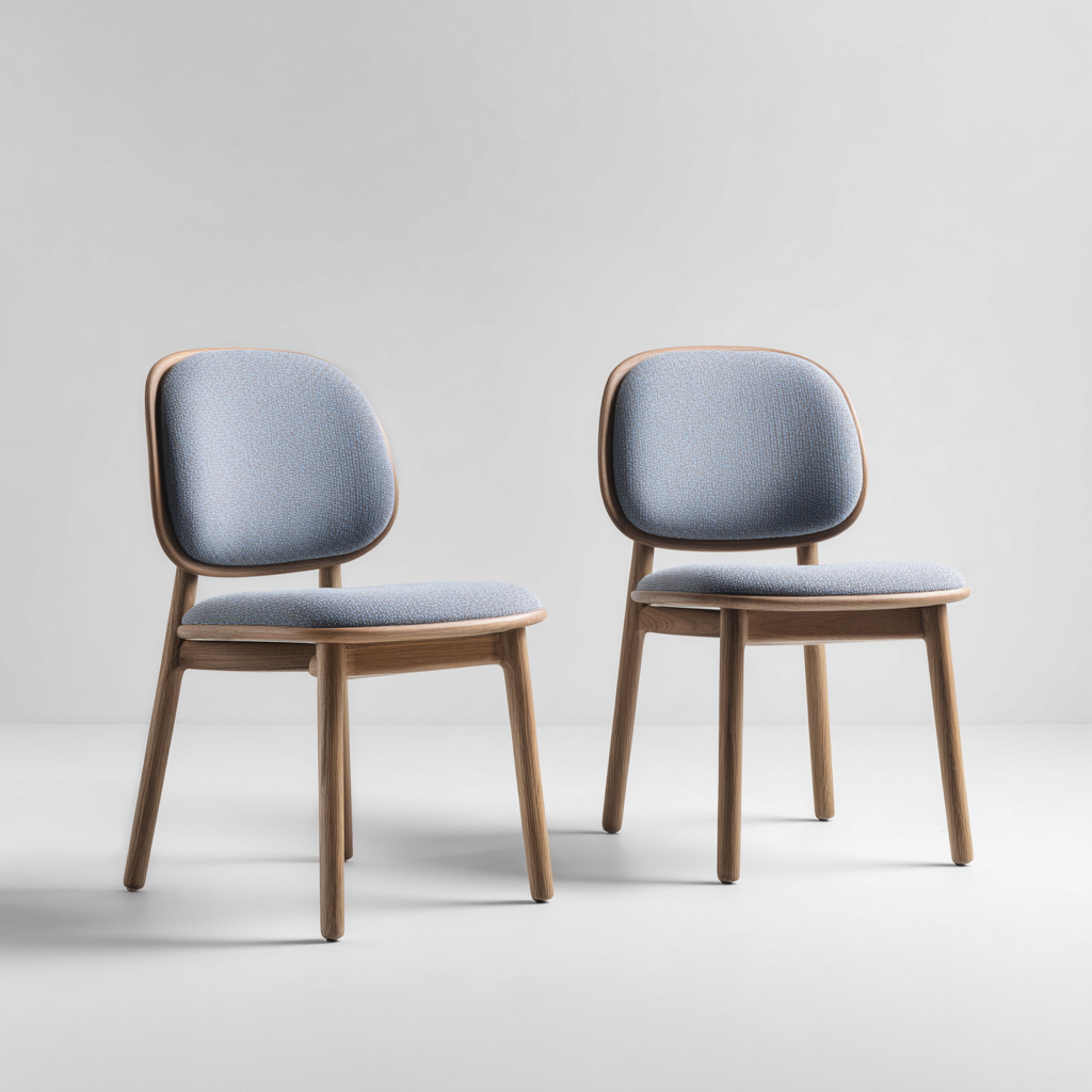 Esszimmerstühle - Stoff-Holz - 50x53x81 cm - Hellblau-Natur - Modernes Design-Craftgoshop