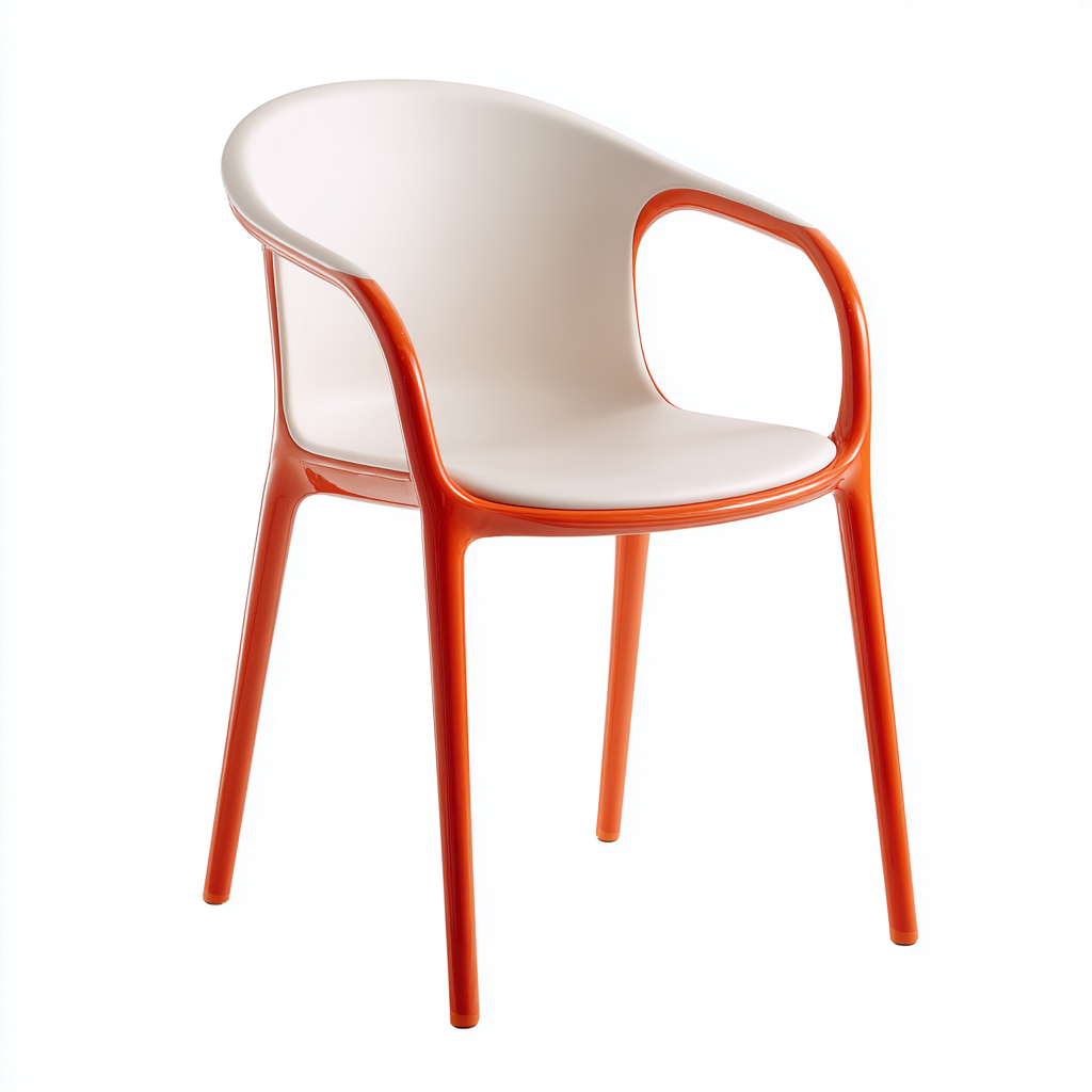 Gartenstuhl - Kunststoff - 53x50x80cm - Weiß-Orange - Modernes Design-Craftgoshop