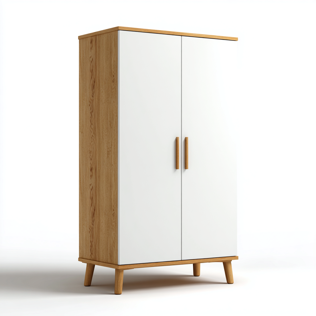 Kleiderschrank - Holz - 80x45x178 cm - Weiß-Eiche - modernes Design-Craftgoshop