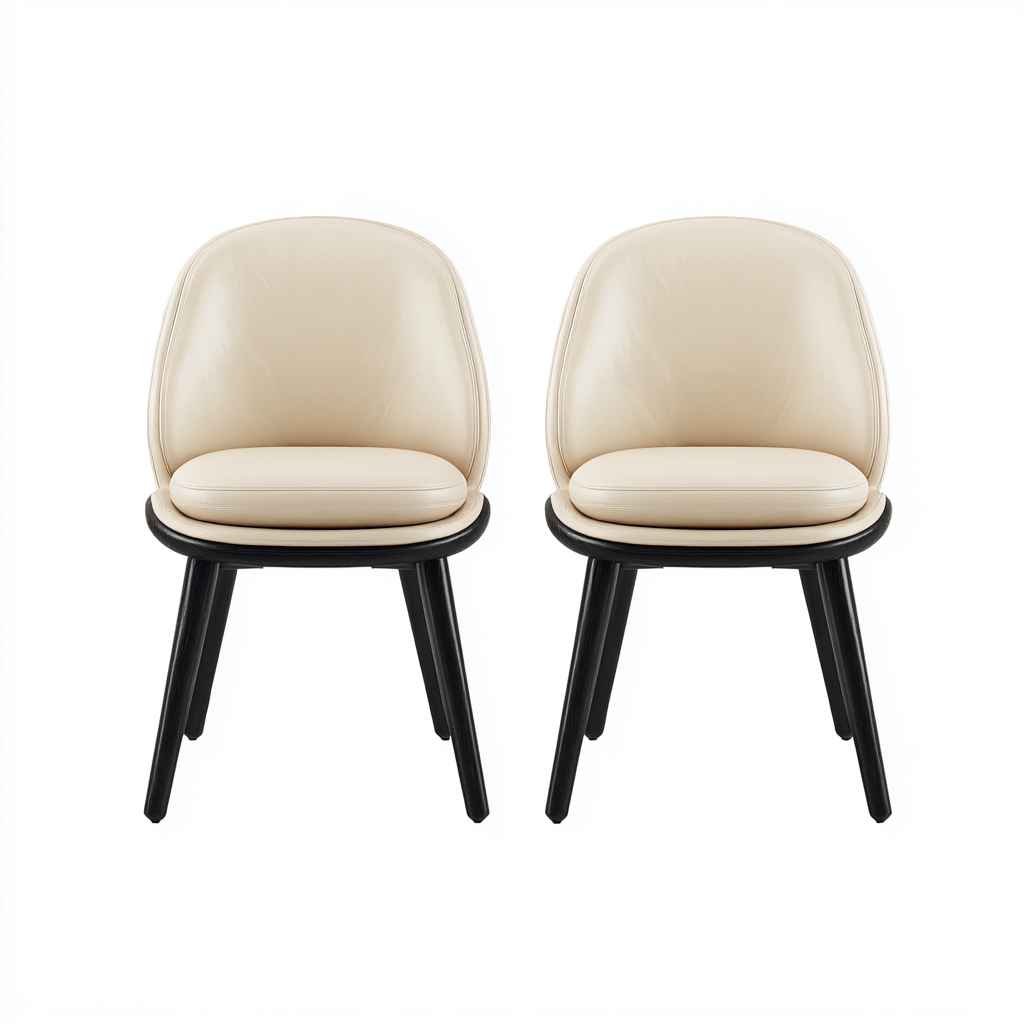 Esszimmerstühle - Holz-Kunstleder - 50x54x80 cm - Schwarz-Beige - Modernes Design-Craftgoshop