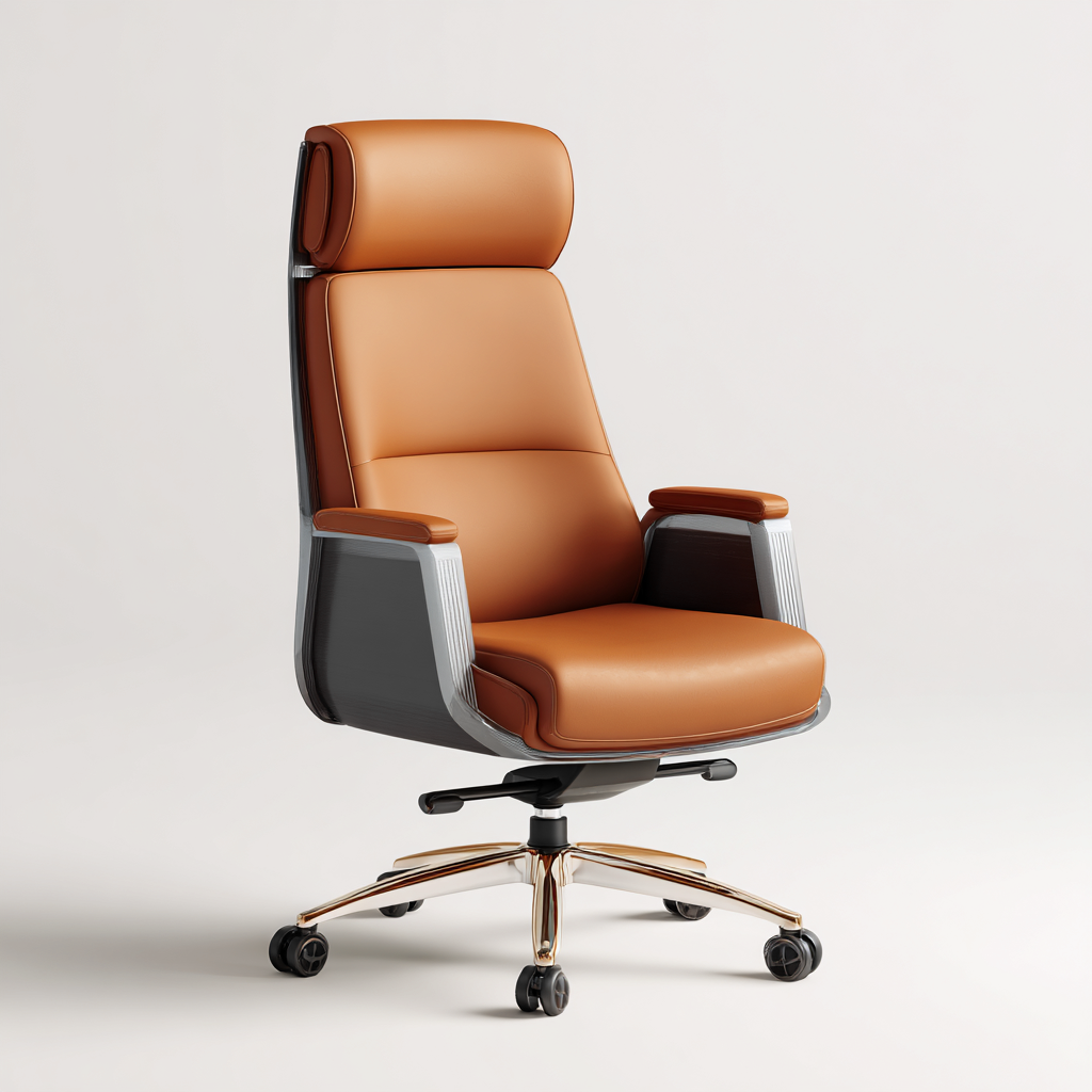 Bürostuhl - Kunstleder - 72x68x125 cm - Braun-Orangebraun - Moderner Stil-Craftgoshop