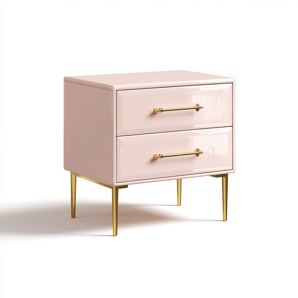 Nachttisch - Holz-Metall - 50x40x55 cm - rosa-gold - modernes Design-Craftgoshop