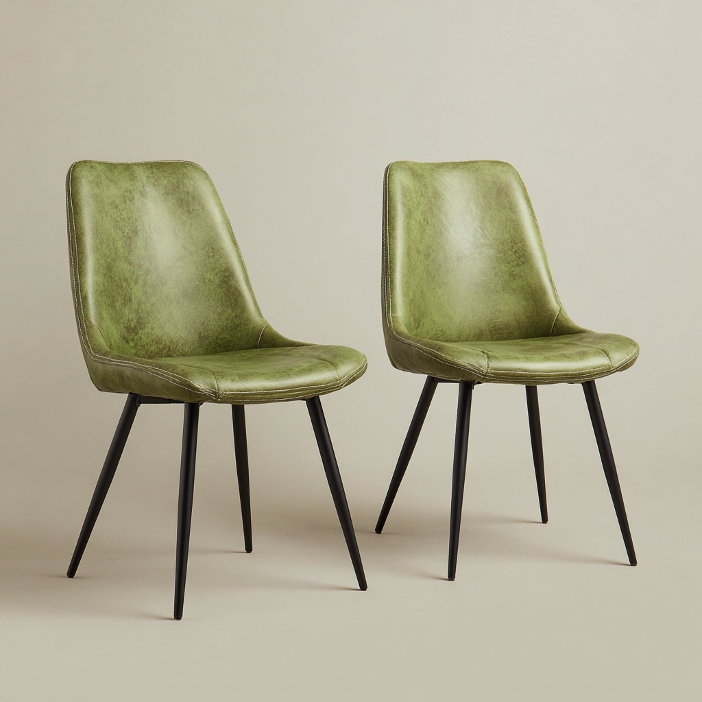 Esszimmerstühle - Kunstleder-Metall - 48x54x83 cm - Grün-Schwarz - Modernes Design-Craftgoshop