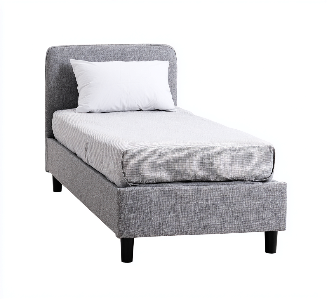 Einzelbett-Stoff-200x100x100 cm-Hellgrau-Modernes Design-Craftgoshop