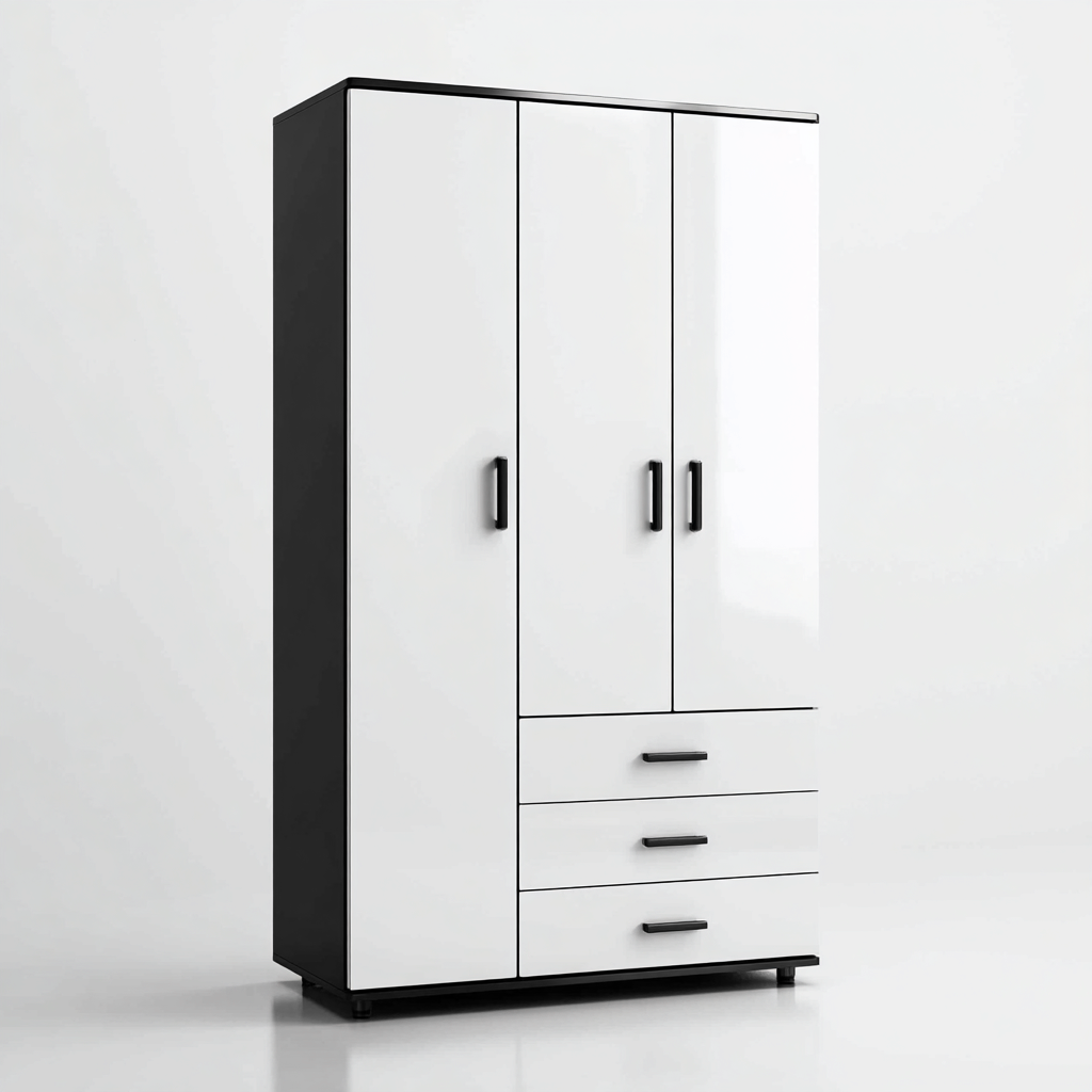 Kleiderschrank - Holz - 100x50x180 cm - Schwarz-Weiß - Modernes Design-Craftgoshop