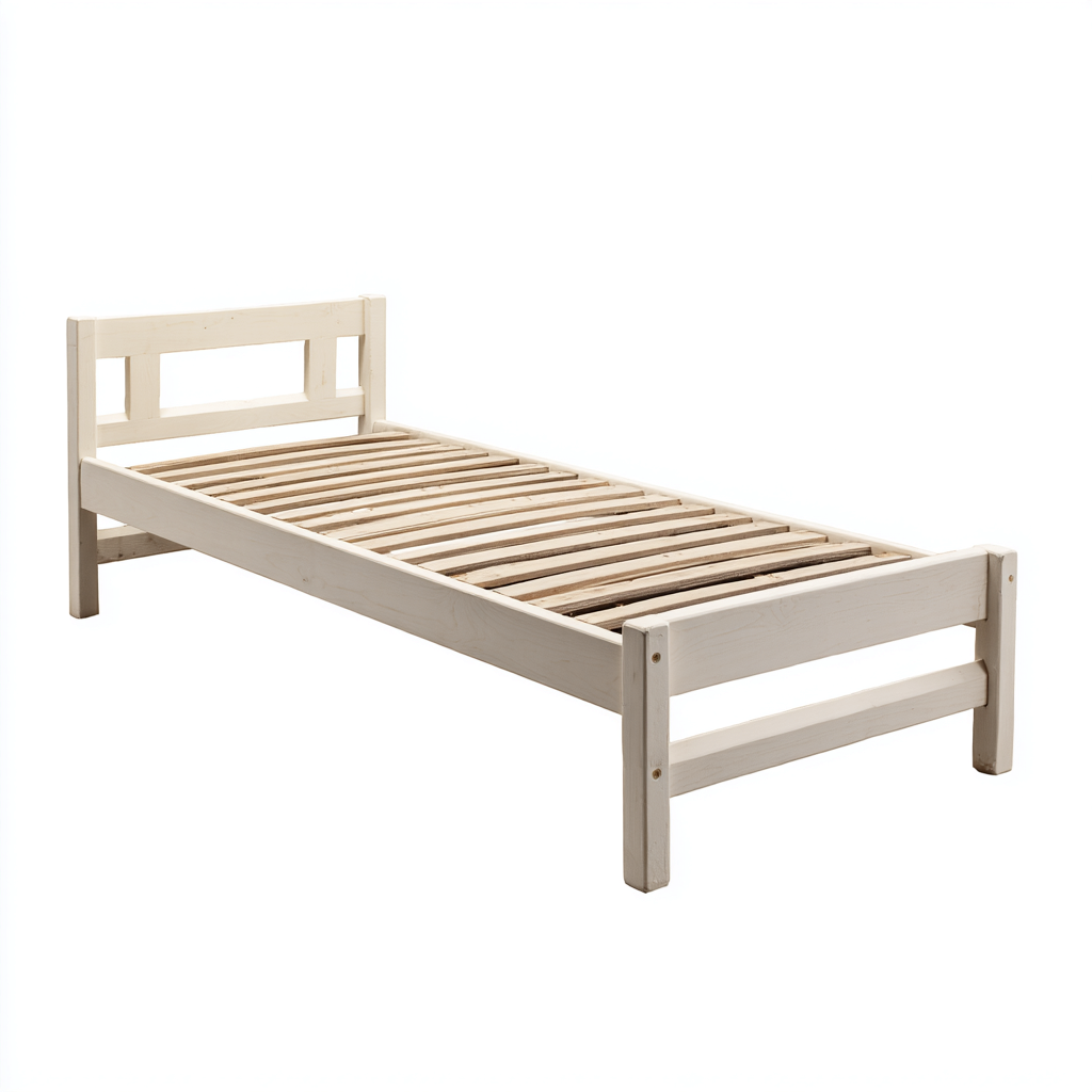 Einzelbett - Kiefernholz - 204x97x82 cm - Weiß - Schlichtes Design-Craftgoshop