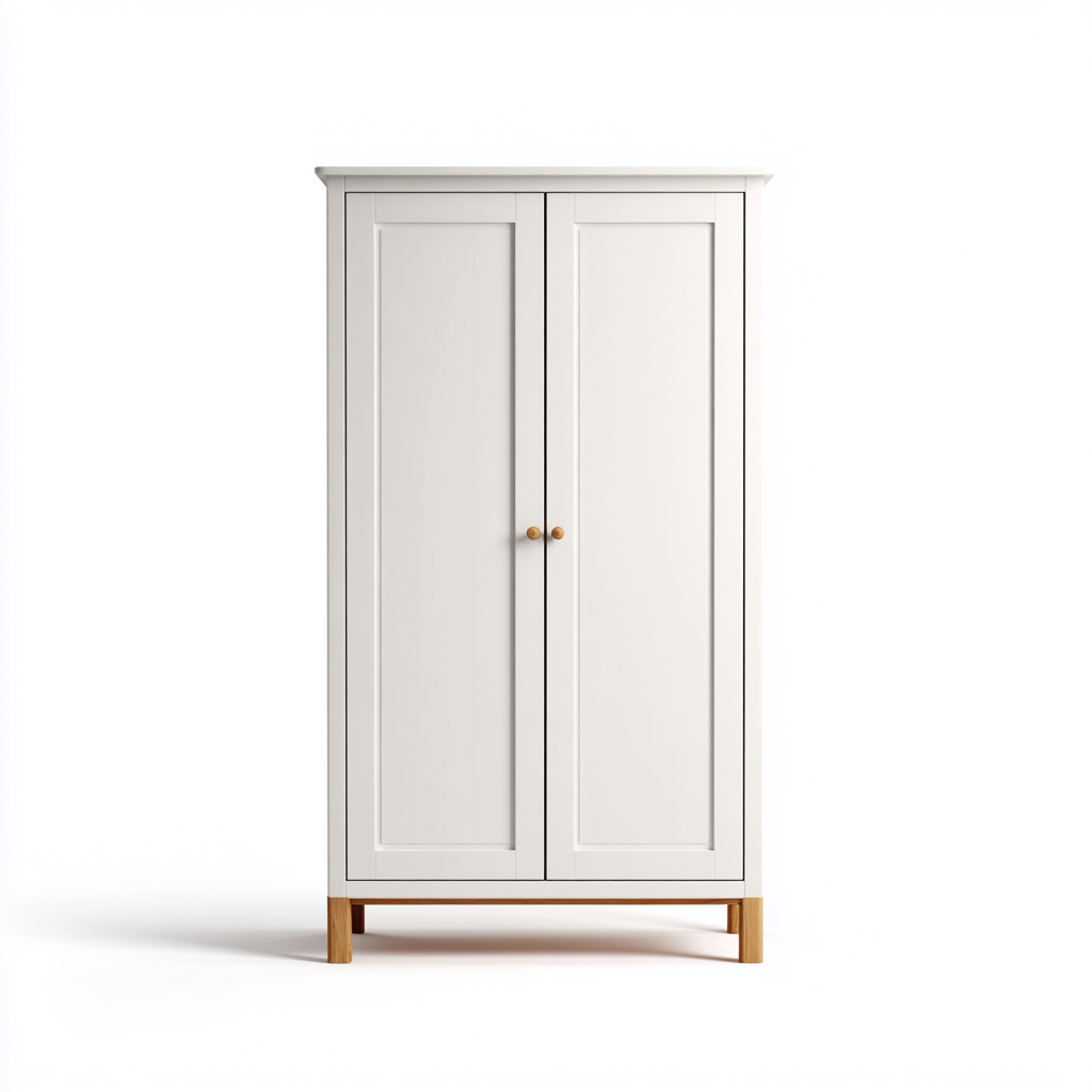Kleiderschrank - Holz - 98x52x185 cm - Weiß-Eiche - klassisches Design-Craftgoshop