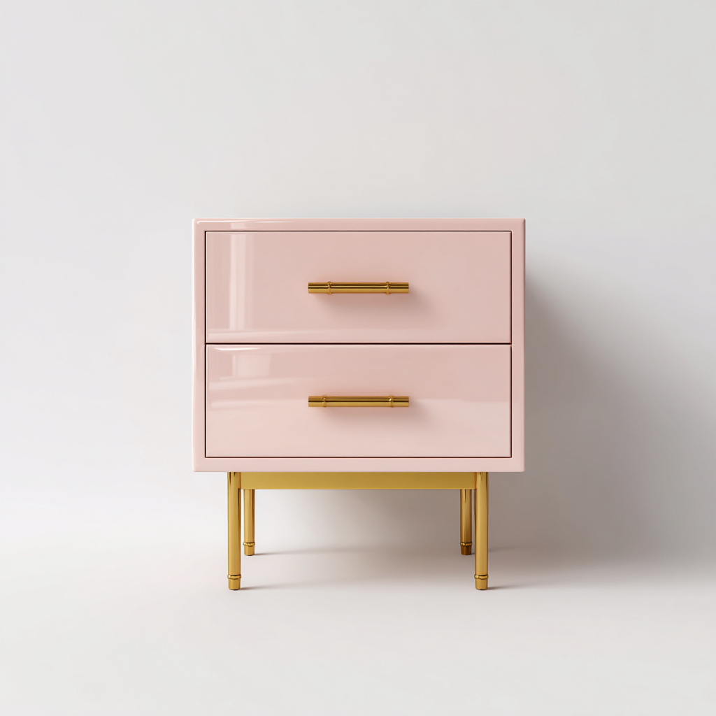 Nachttisch - Holz-Metall - 50x40x55 cm - rosa-gold - modernes Design-Craftgoshop