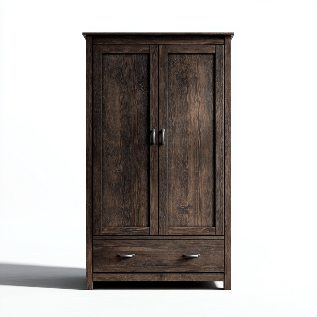 Kleiderschrank - Holz - Dunkle Eiche - 90x50x170 cm - Dunkelbraun - Modernes Design-Craftgoshop